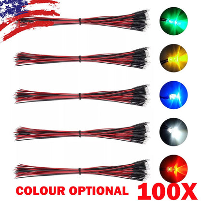 100X 3mm Pre Wired Micro LED Lights DC5V-12V Mini Bulbs