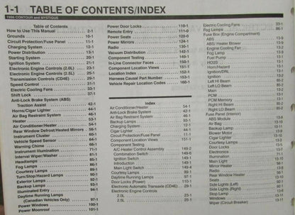 Electrical Vacuum Trouble Shop Manual for Ford Contour & Mercury Mystique (1996)