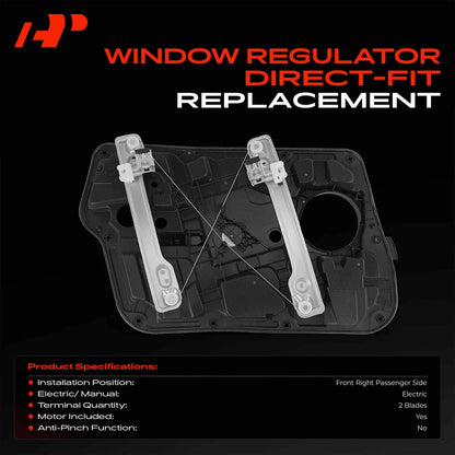 Front Right Power Window Regulator w/ Panel for Hyundai Sonata (2011–2014) 824813S000, 824813Q000