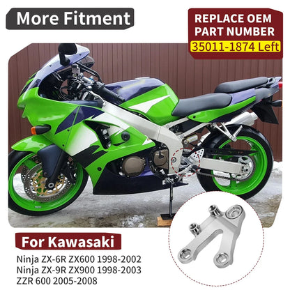 Left Foot Peg Step Mount Stay for Kawasaki ZZR600 Ninja ZX600 ZX900 (1990–2006)