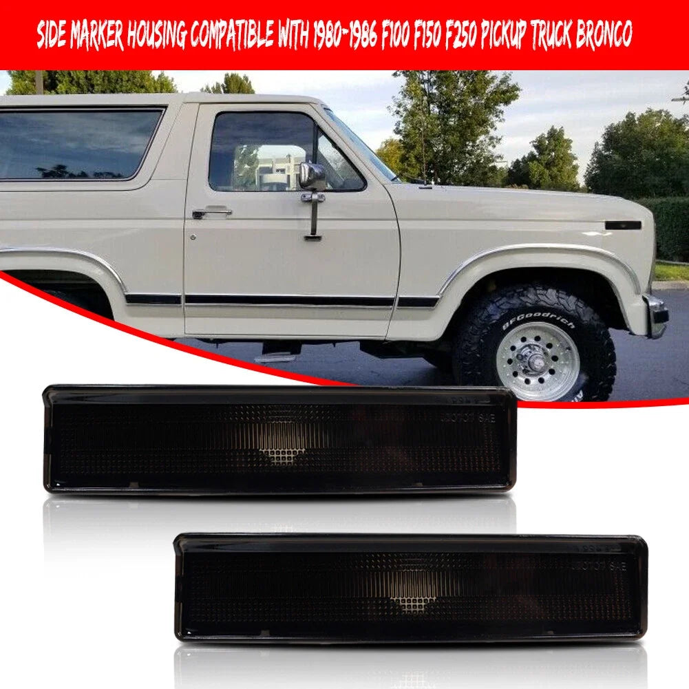 2X Smoke Lens Front Side Marker Light Housings for Ford F150 F250 F350