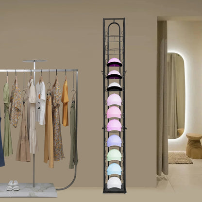 12 Tiers Hat Display Rack for Free Standing Metal Floor Caps Headwear Stand