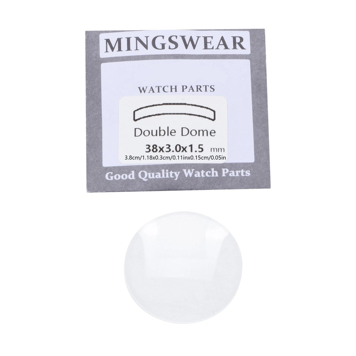 38mm Double Domed Mineral Watch Crystal for 30mm Diameter Concave Glass