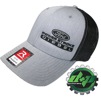 Powerstroke Trucker Hat for Ford (Richardson Gray Denim Black Mesh LG/XL)