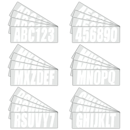 Set of 4 White Decals for Boat Registration Letters A-Z & Numbers 0-9