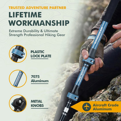 Set of 2 Collapsible Trekking Poles for Outdoor Use (7075 Aluminum)