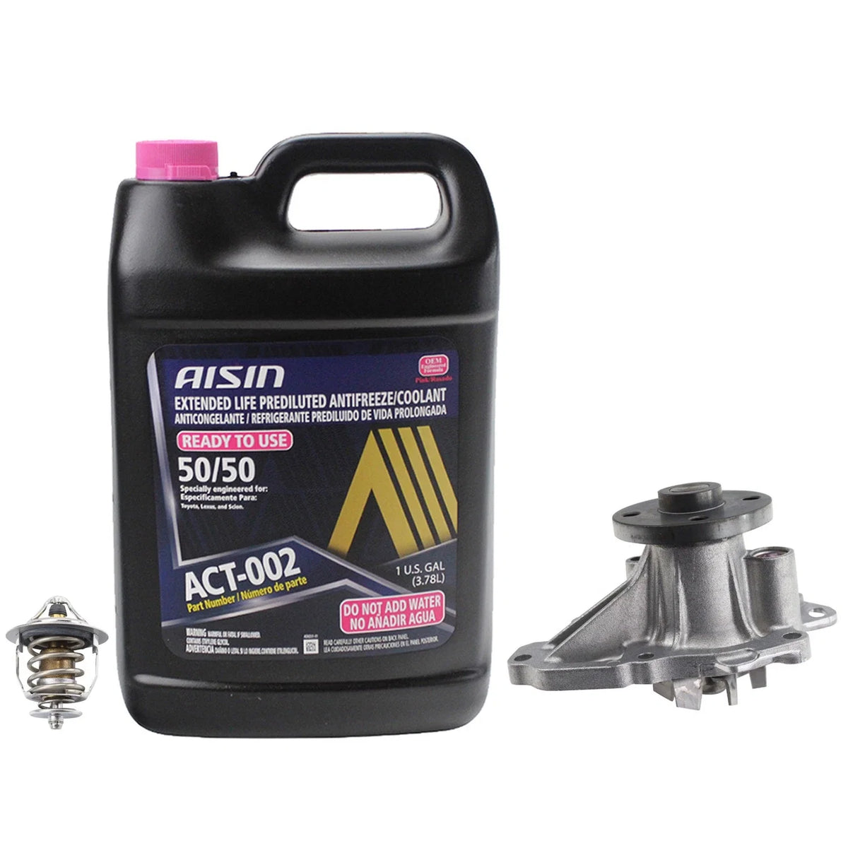 AISIN Pink Engine Coolant Water Pump Thermostat Kit for Camry Corolla Matrix (2002–2019)