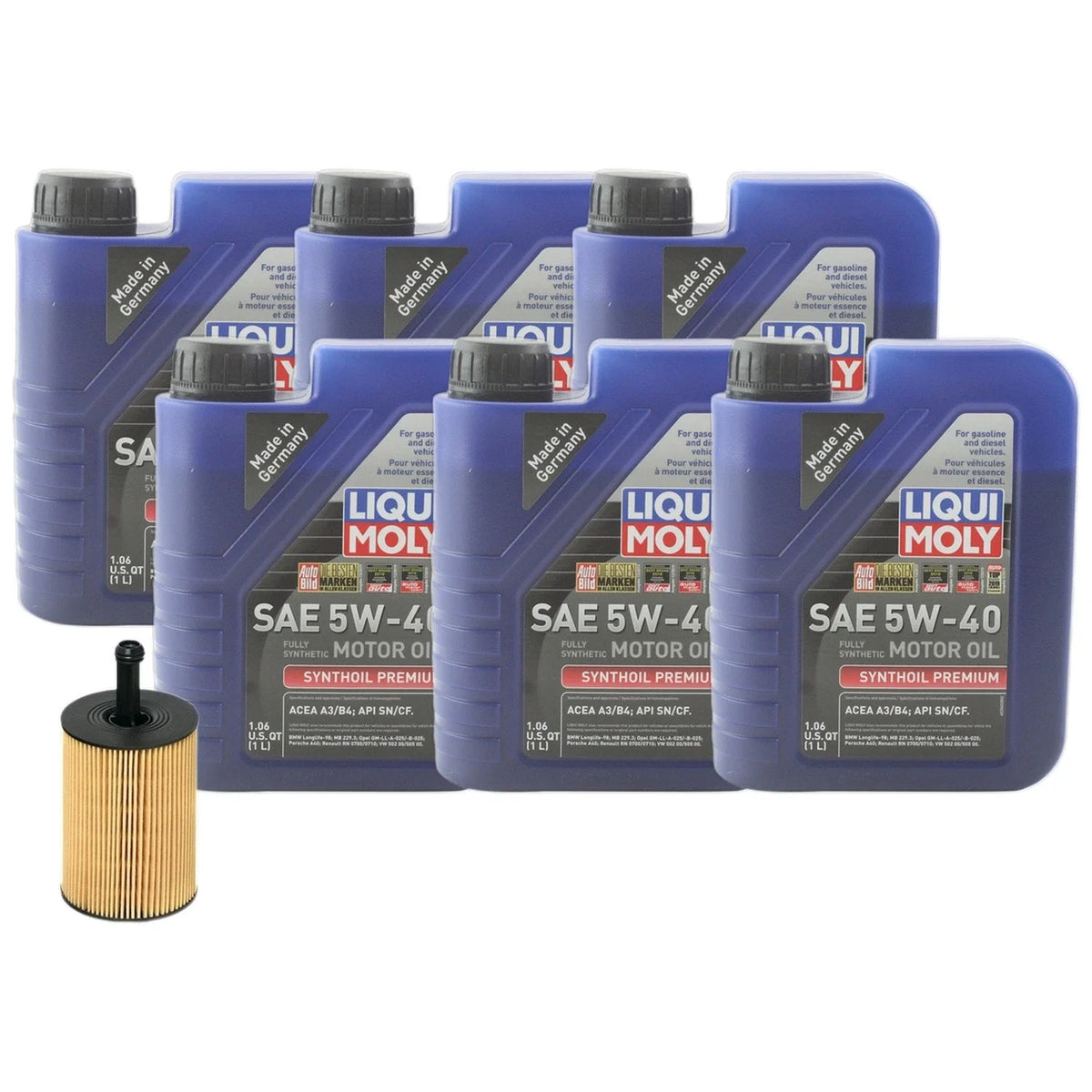 6L Engine Oil Change Kit for Audi A3 Quattro (2010–2013) - Liqui Moly 5W-40