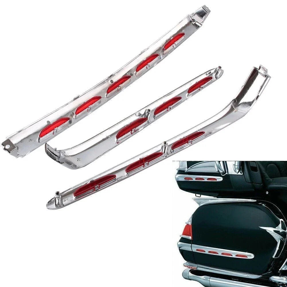 Set of 3 Chrome Fairing Trunk Trim Moldings for Honda GL1800 (2001–2011)