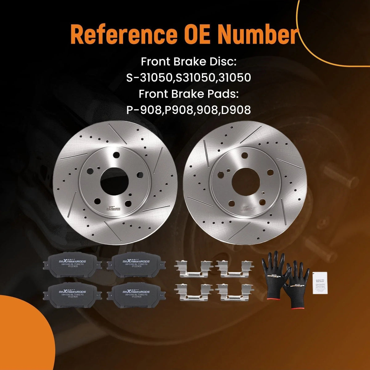 Front Brake Rotors and Pads Kit for Toyota Camry (2002–2006) S31050