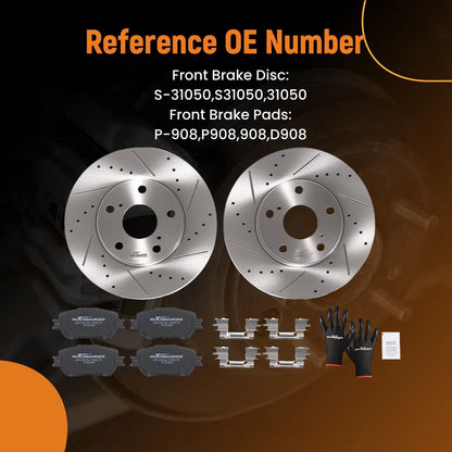 Front Brake Rotors and Pads Kit for Toyota Camry (2002–2006) S31050