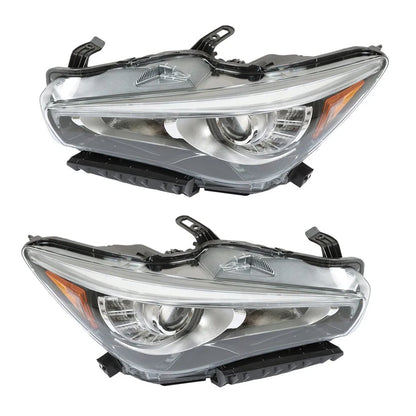 Set of 2 Chrome LED Headlights for Infiniti Q50 (2014–2017)