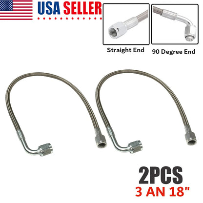 2Pcs -3 AN 18" Stainless Braided TFE Brake Line for Universal Applications