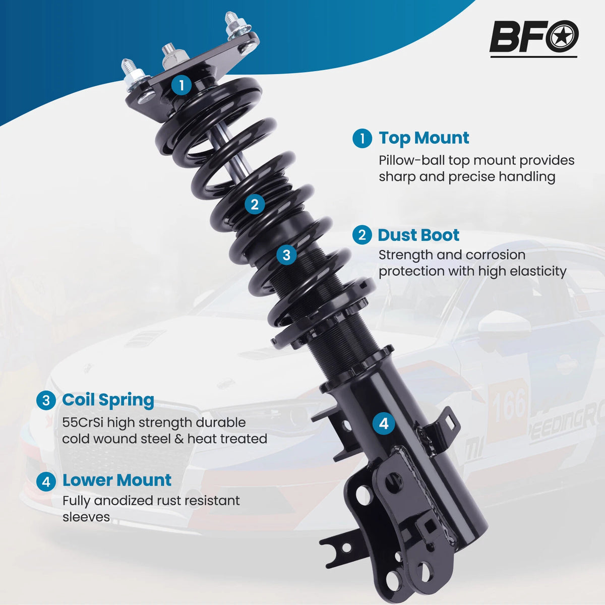 BFO Coilovers for Honda Civic (2012–2015) QKYUX9 Height Adjustable Kit