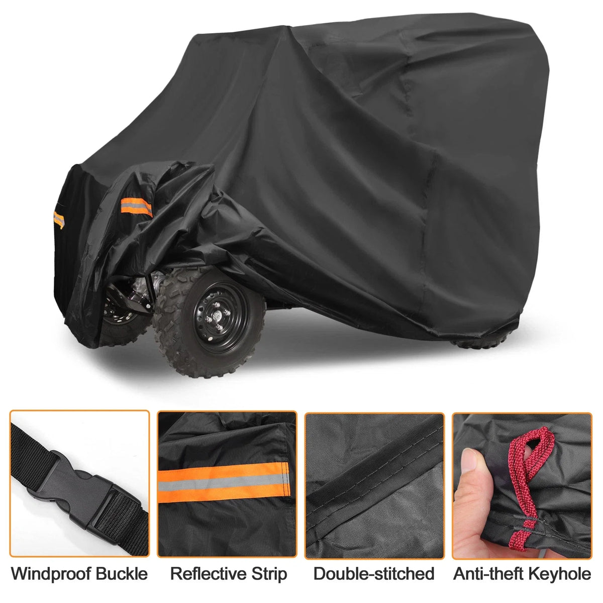 Waterproof UTV Cover for Honda Pioneer 500 520 (2016–2023) 210D-PU Black