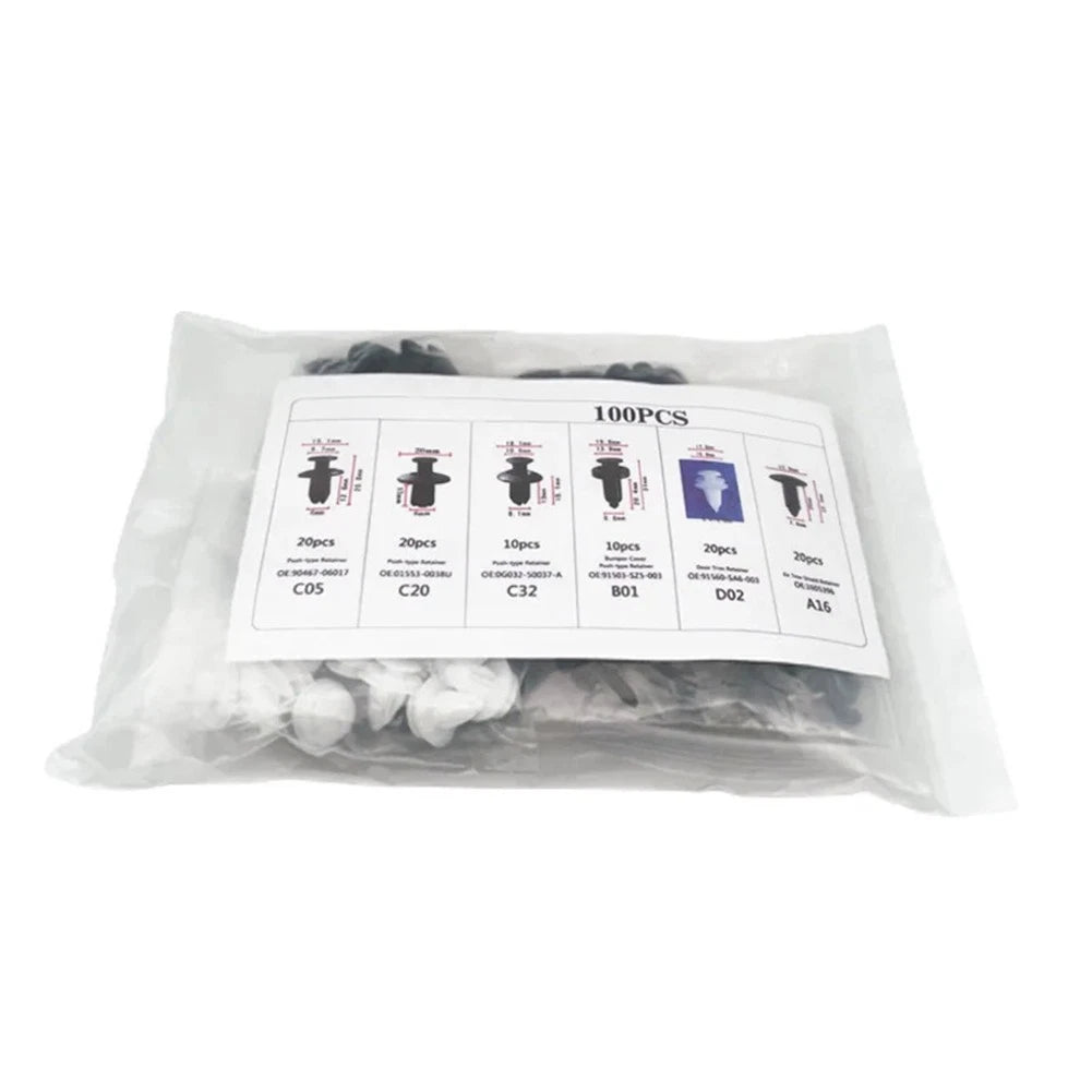 100 Pcs Push Type Retainer Kit for Automotive Fastening Clips