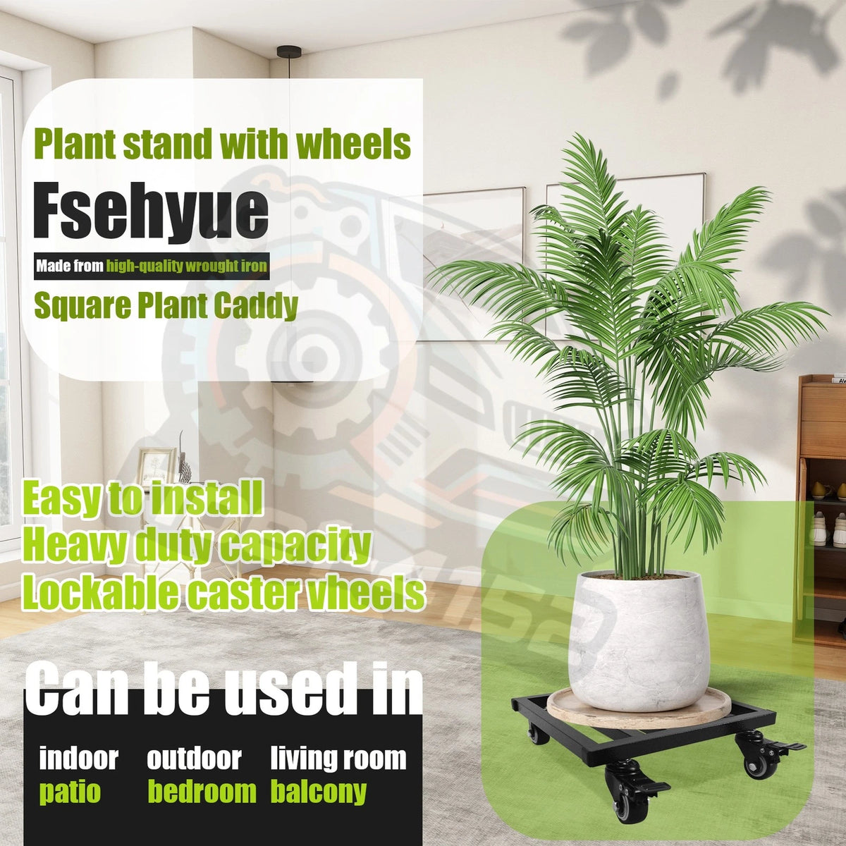Set of 4 Aluminum Black Plant Dolly Stand 11.8" Rolling Caddy