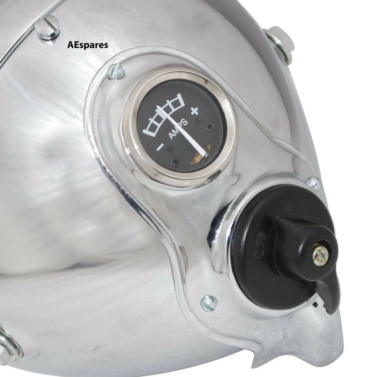 7" Chrome Headlight + Pilot Lamp Ammeter Switch for BSA AJS Norton