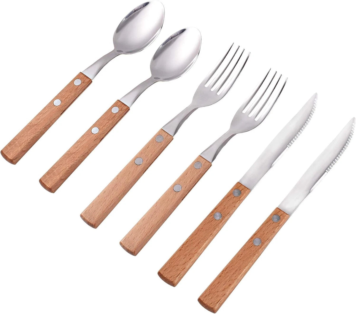 Set of 6 Stainless Steel Cutlery for Dinner Spoons, Knife and Fork
