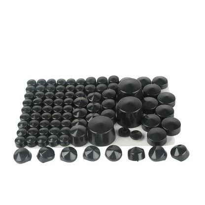 Set of 4 Black/Chrome Bolt Toppers Caps for Harley Softail Twin Cam (1984–2006)