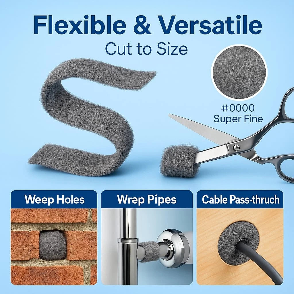 36 Pack Steel Wool #0000 Grade Pads - Flexible Cut to Size 3x7 cm