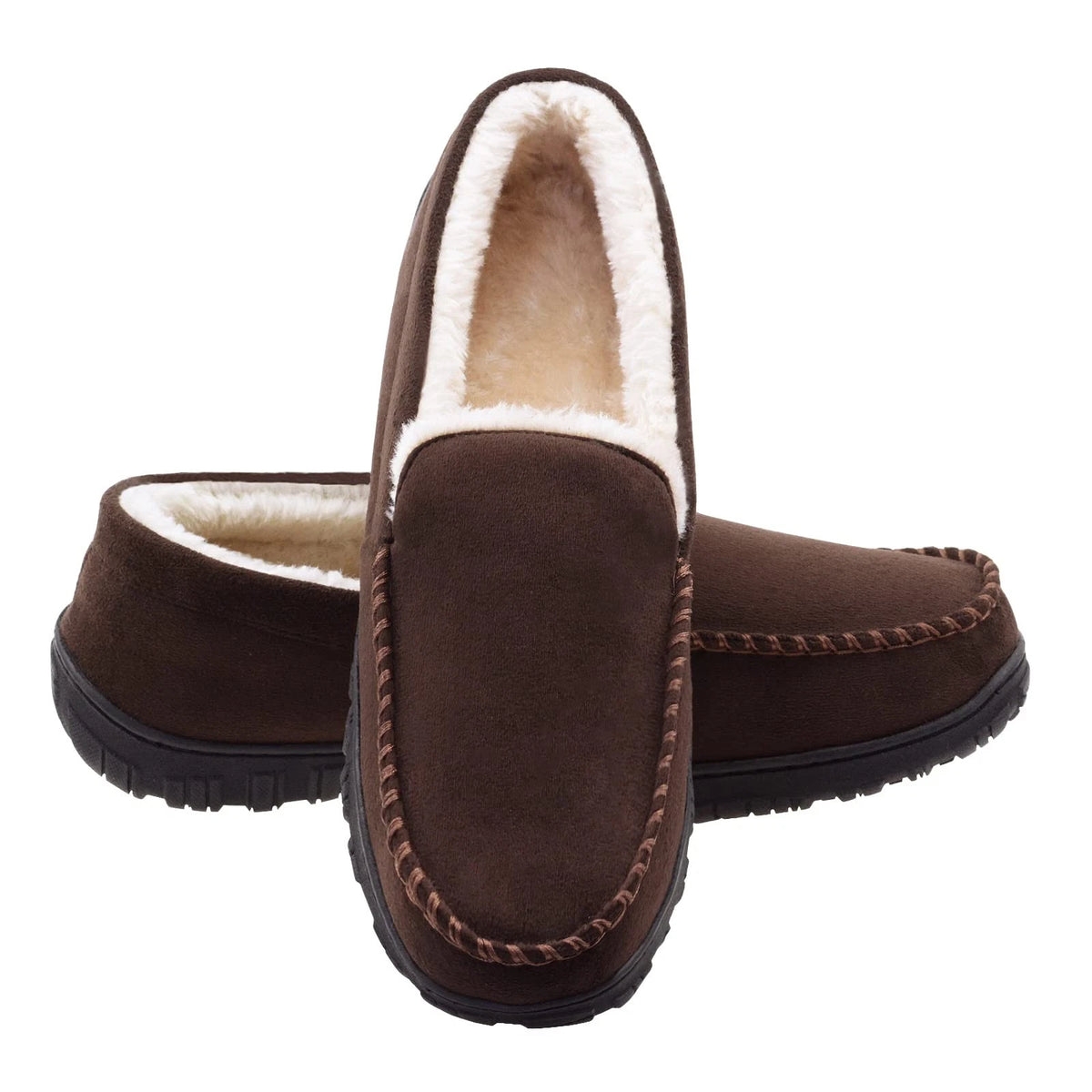 Cozy Moccasin Slippers for Men - Brown (Size 11)