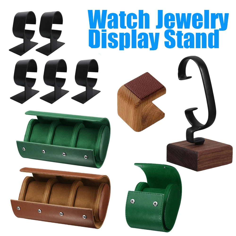 Single Watch Display Stand for Men - Black Plastic Holder