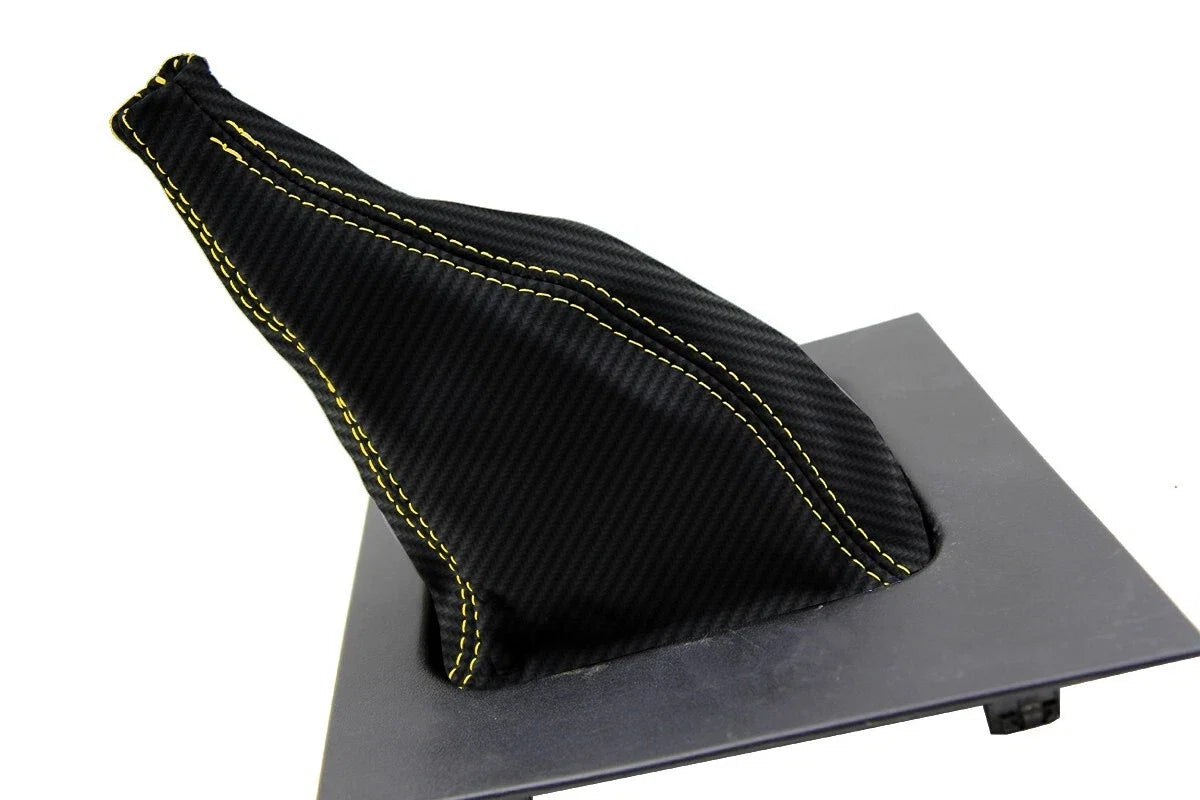 Manual Shift Boot Cover for Ford Mustang (1987–1993) Carbon Fiber Yellow Stitch