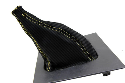 Manual Shift Boot Cover for Ford Mustang (1987–1993) Carbon Fiber Yellow Stitch