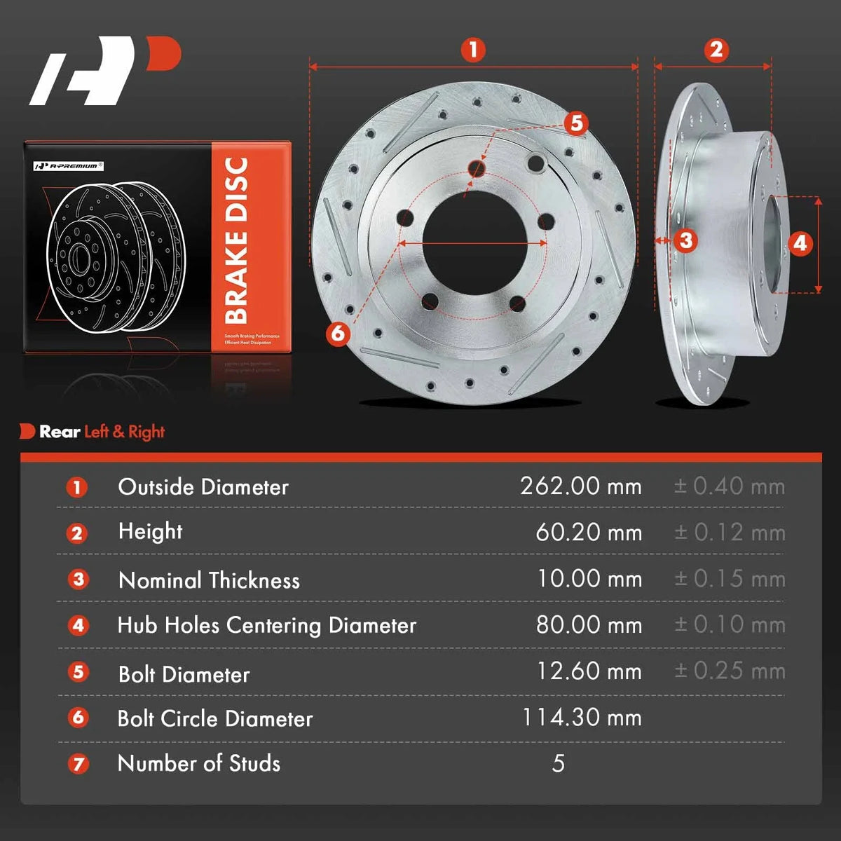 Rear Drilled Brake Rotors for Mitsubishi Lancer (2008–2017)