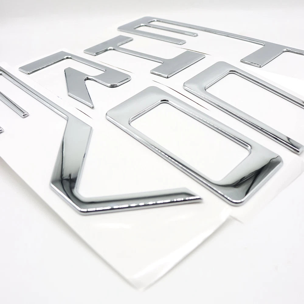 Gloss Chrome Tailgate Raised Letter Emblem for Silverado 1500 2500HD (2019–2026)