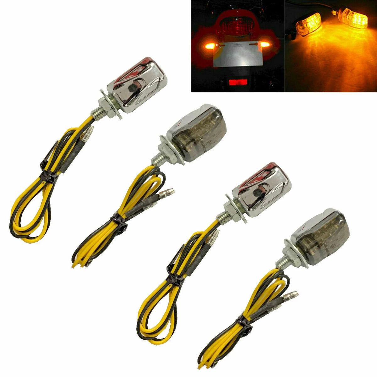 Set of 4 Amber LED Indicators for Motorcycle (Universal)