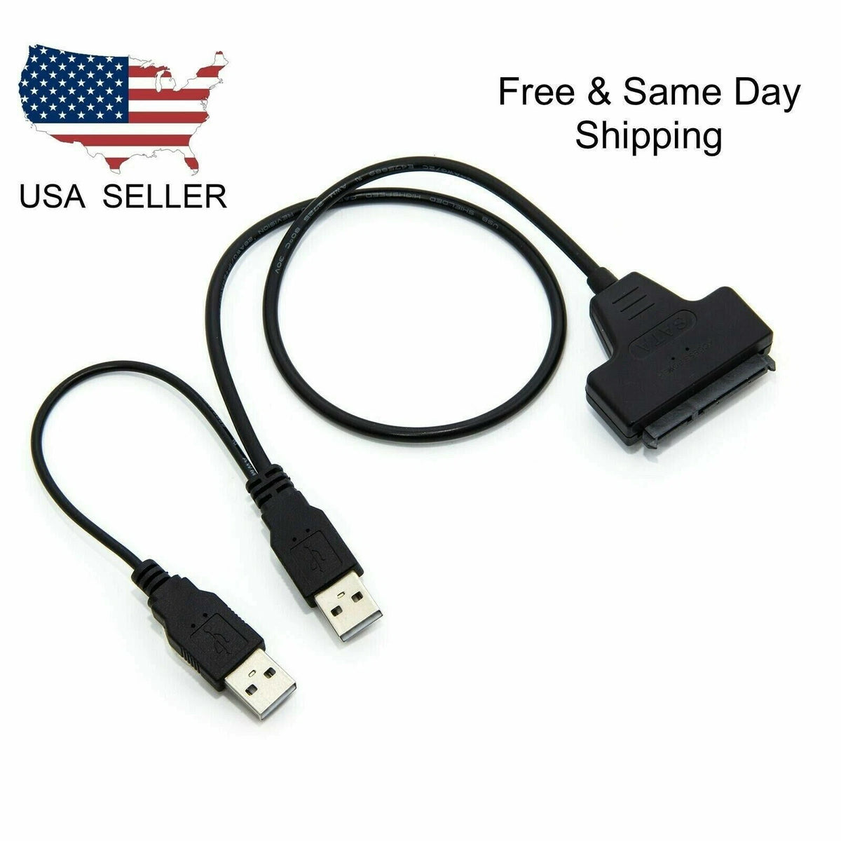 USB 2.0 to 2.5" HDD SATA Hard Drive Cable Adapter for SATA SSD & HDD