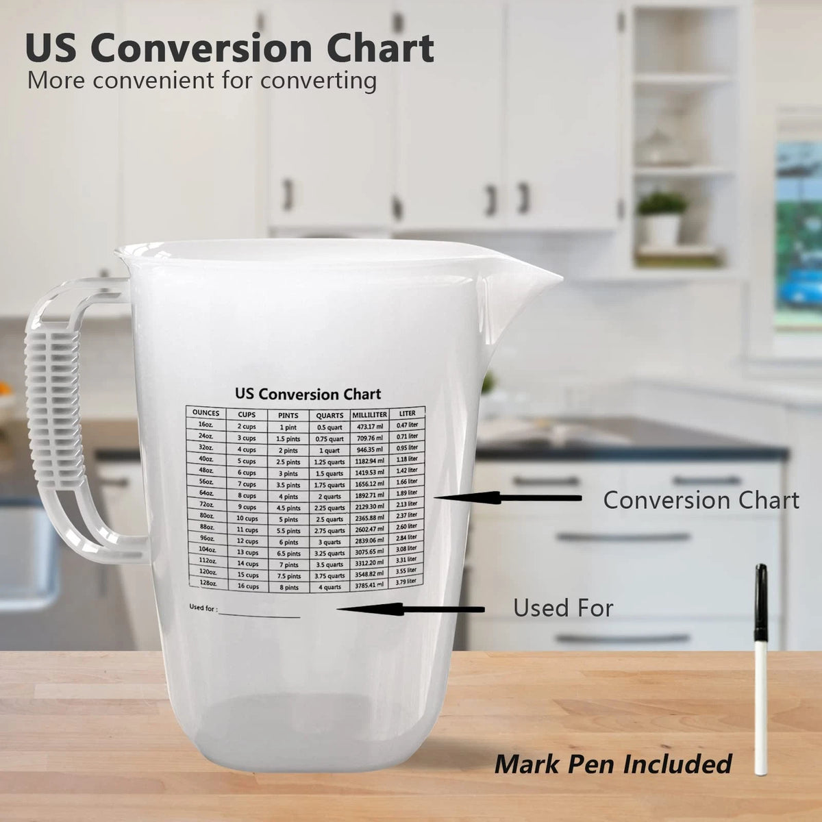 1 Gallon Measuring Pitcher 134oz Extra Large (134Oz/4L/009)