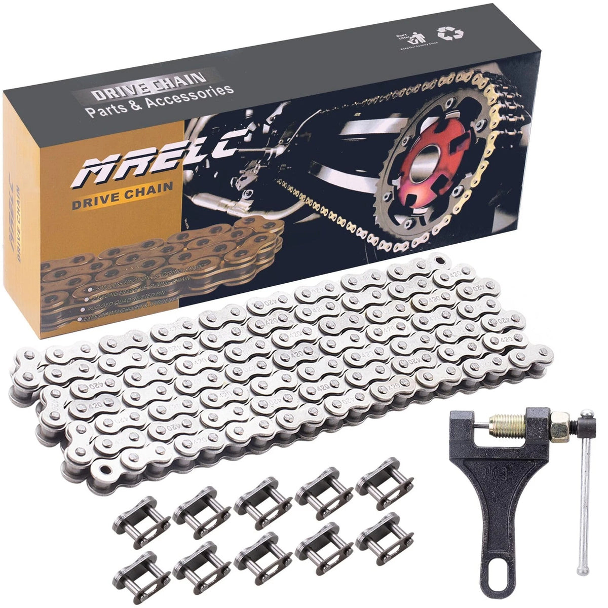 420 Motorcycle Chain 132 Links for 50cc 125cc Dirt Bike ATV Go Kart