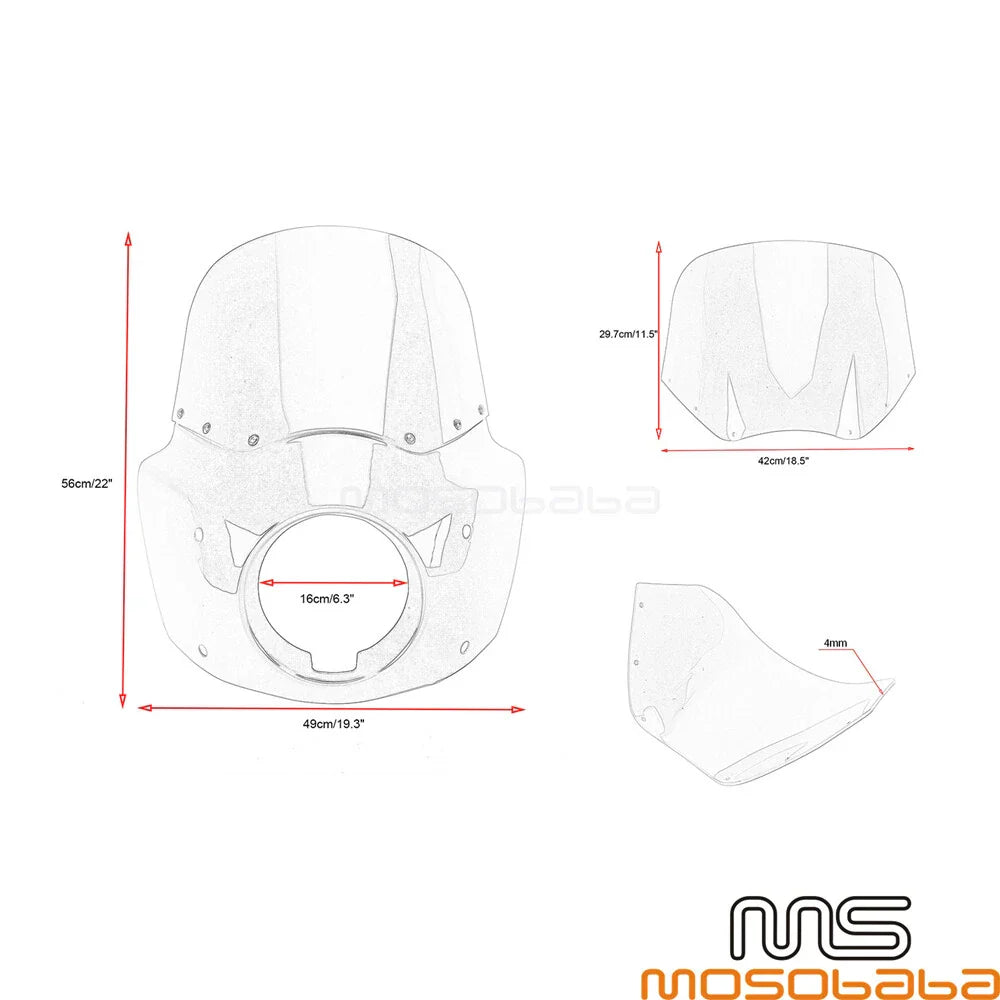 Front Fairing + Clear Windshield + 5.75" Headlight for Harley Softail (2018-2023)