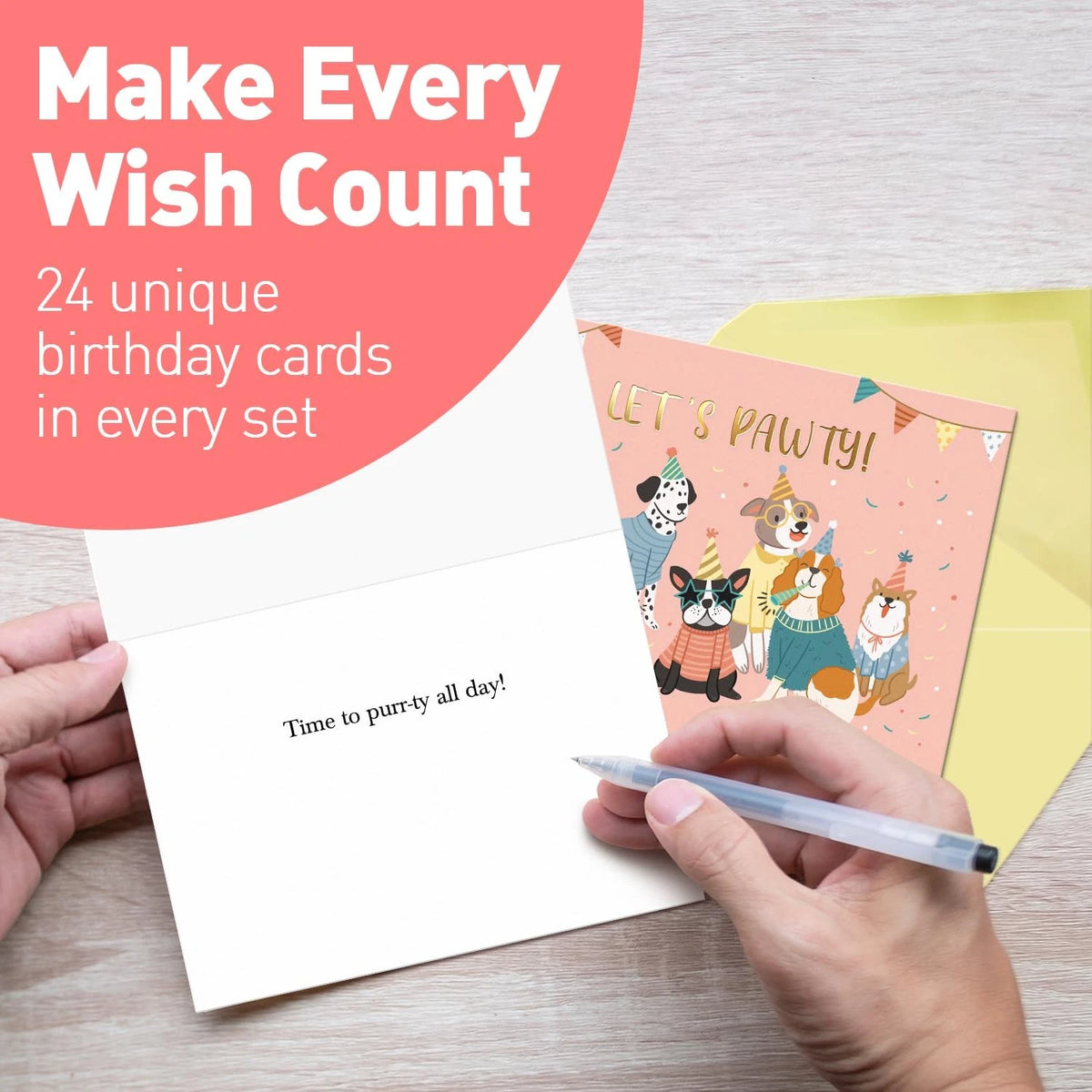 Box of 24 Birthday Cards with Envelopes 4x5.5 inches