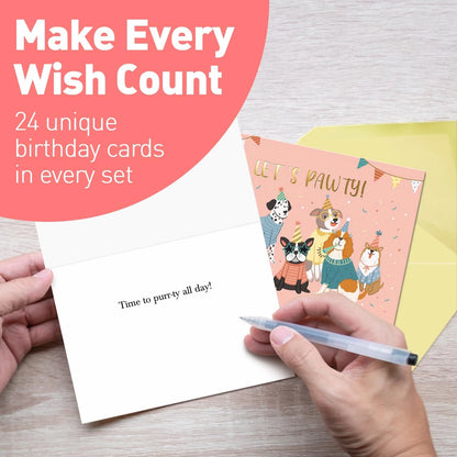 Box of 24 Birthday Cards with Envelopes 4x5.5 inches