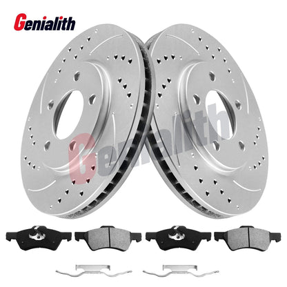 Front Drilled Rotors & Brake Pads for Dodge Caravan Chrysler Town & Country