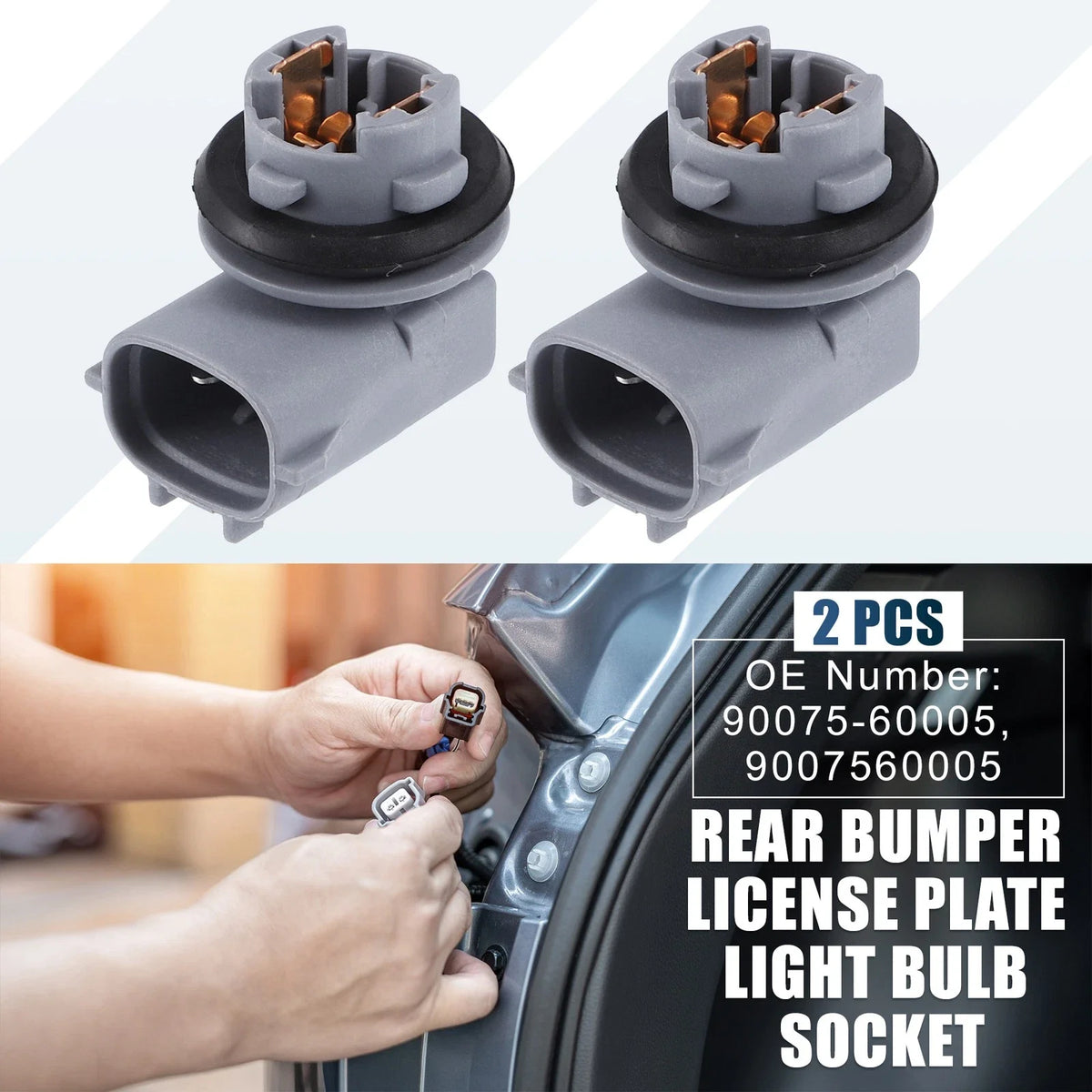 2X Rear License Plate Light Socket 90075-60005 for Lexus GS350 RX350 RX400h (2007–2016)