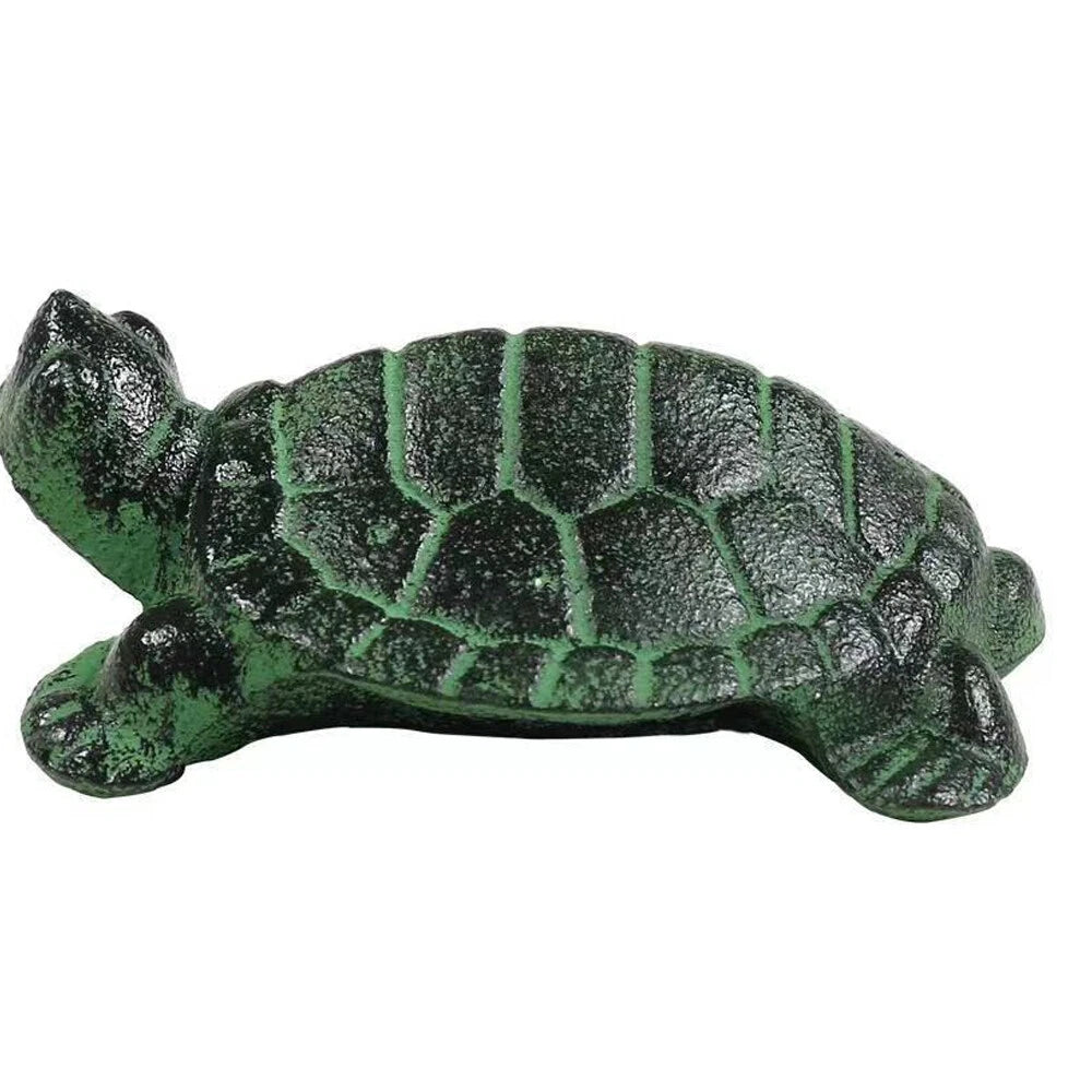 Small Turtle Figurine Green Cast Iron Tortoise Statue 2.76" Decor