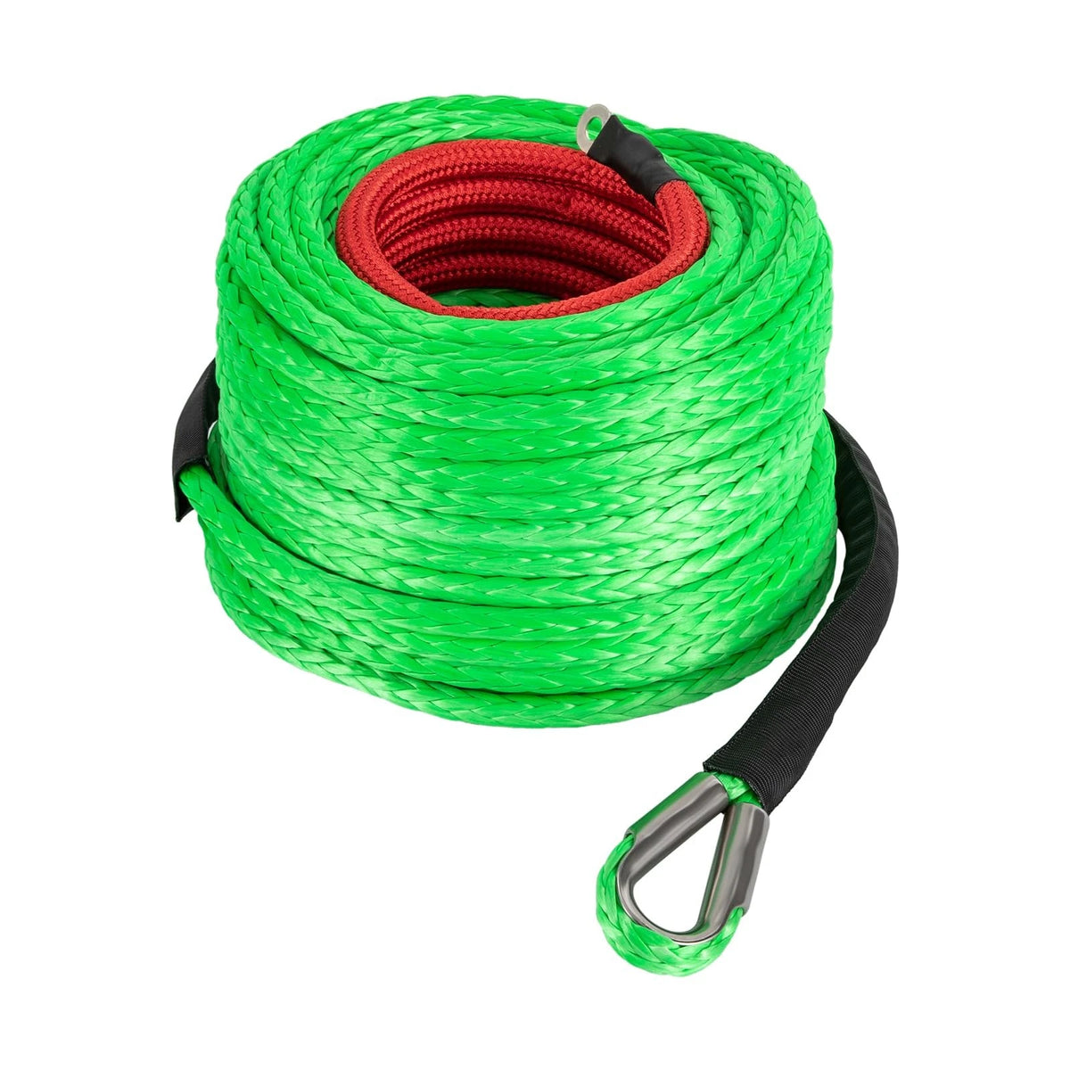 3/8" x 100" Synthetic Winch Rope with Hook and Protective Sleeve