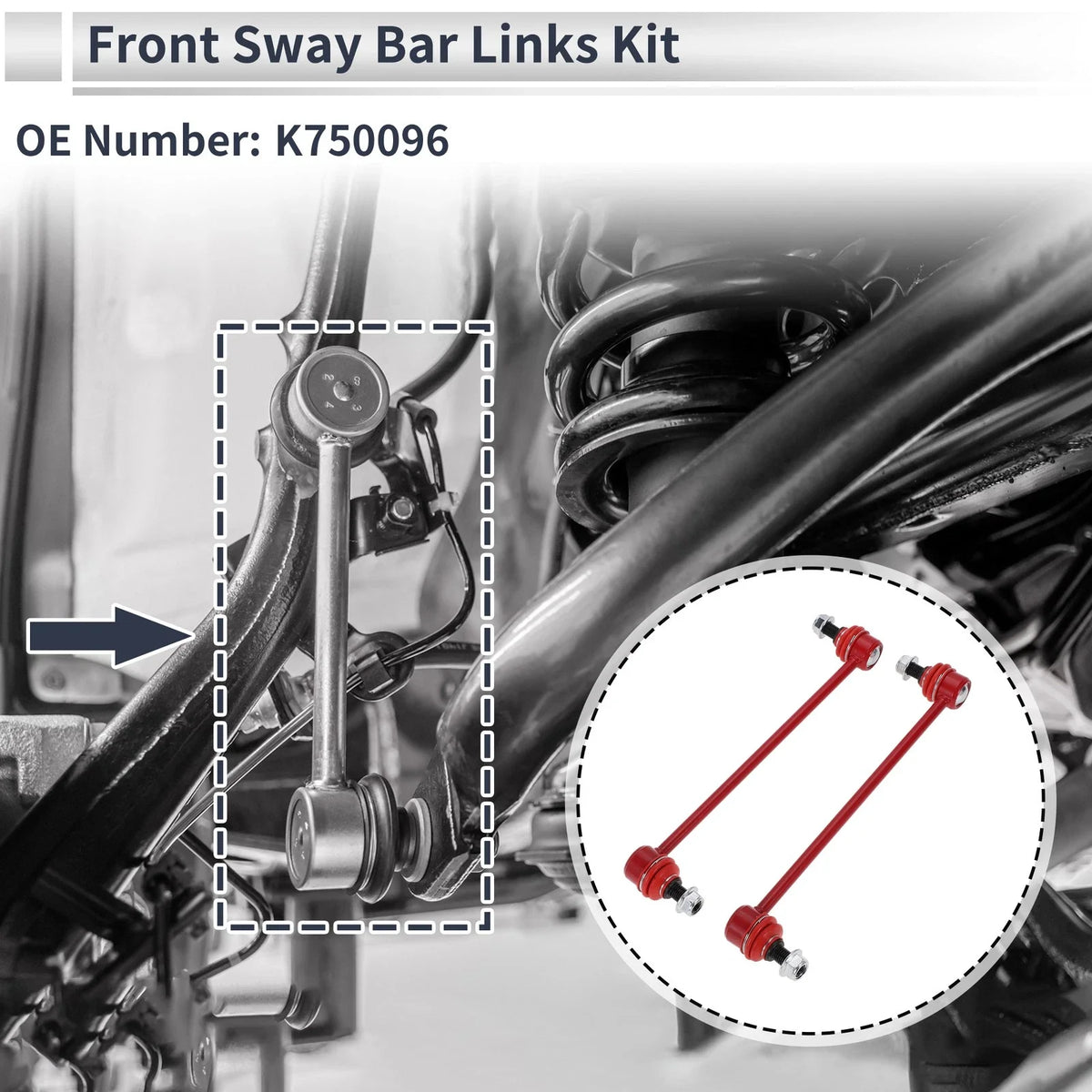 Set of 2 Front Stabilizer Bar Links for Nissan Sentra (2007–2012) No.K750096/K620374