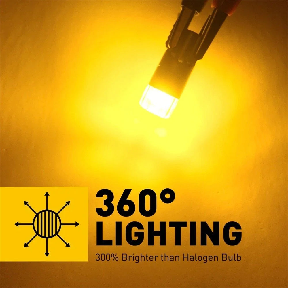 2X T10 Yellow LED Side Marker Light Bulb 168 194 2825 for