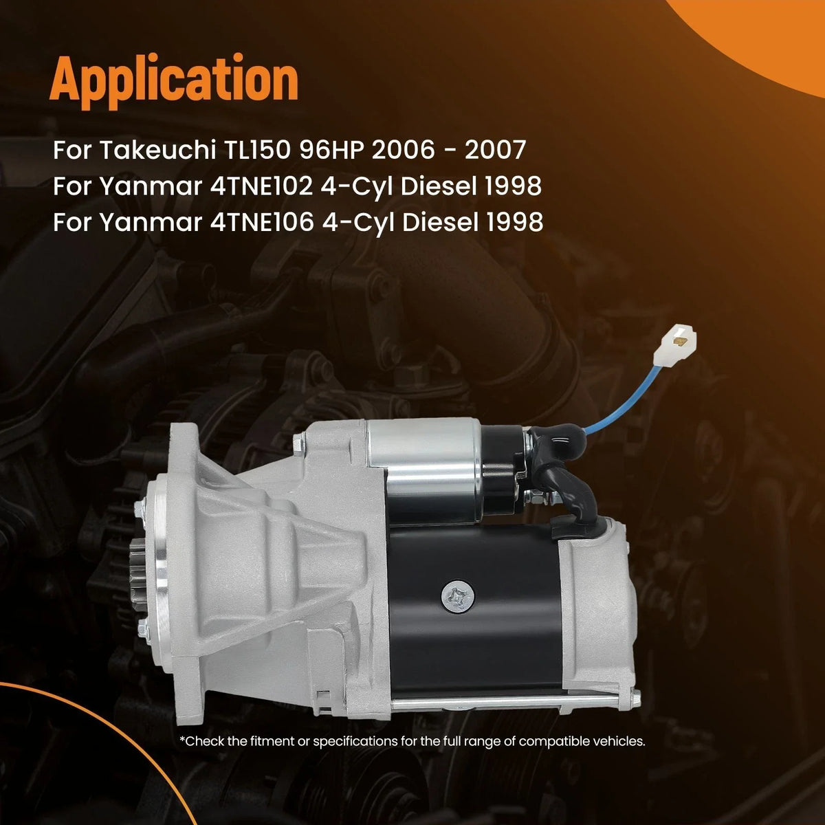 Starter for Takeuchi TL150 (1999–2005) 12390077010 S13160 12V 9T