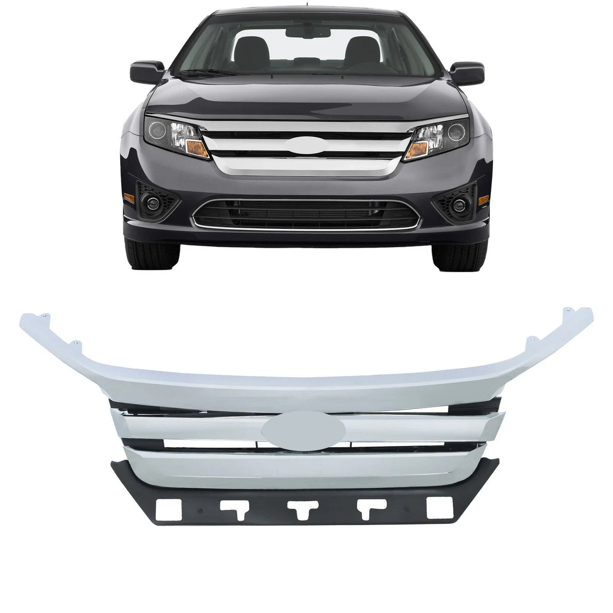 Set of 4 Front Grille with Chrome Trim for Ford Fusion (2010–2012)