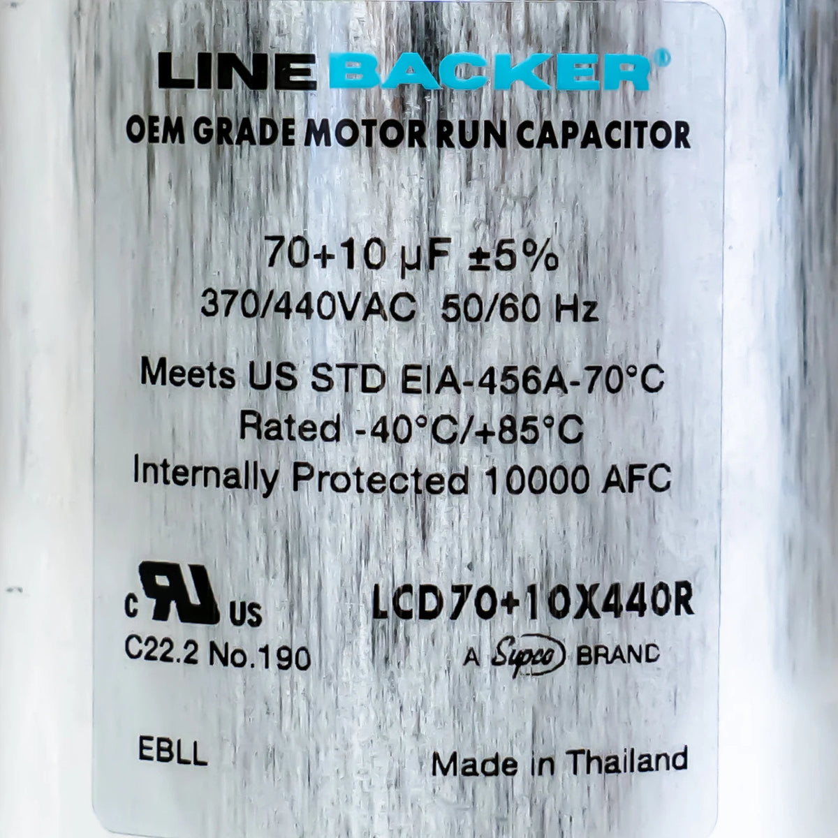 Capacitor Round Dual Run 70 + 10 uf for HVAC Motors (370/440 Volts)