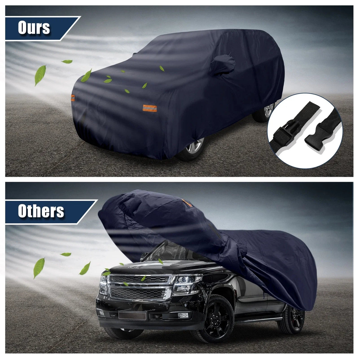 SUV Car Cover for Chevrolet Tahoe (2007–2024) Sun Protection 190T PU Navy Blue