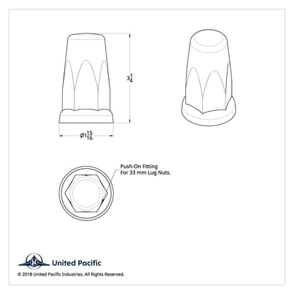 Chrome Lug Nut Covers 33mm Push-On for Ford F-150 60-Pack (1974–2023)