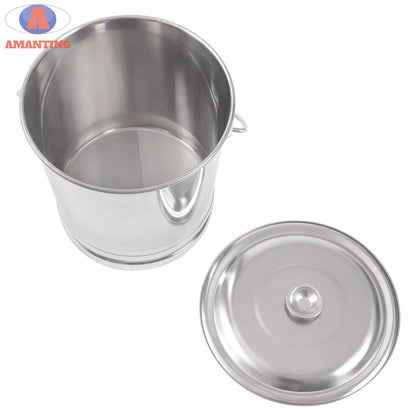 8L/14L Stainless Steel Milk Pail Bucket with Lid for Dairy Use